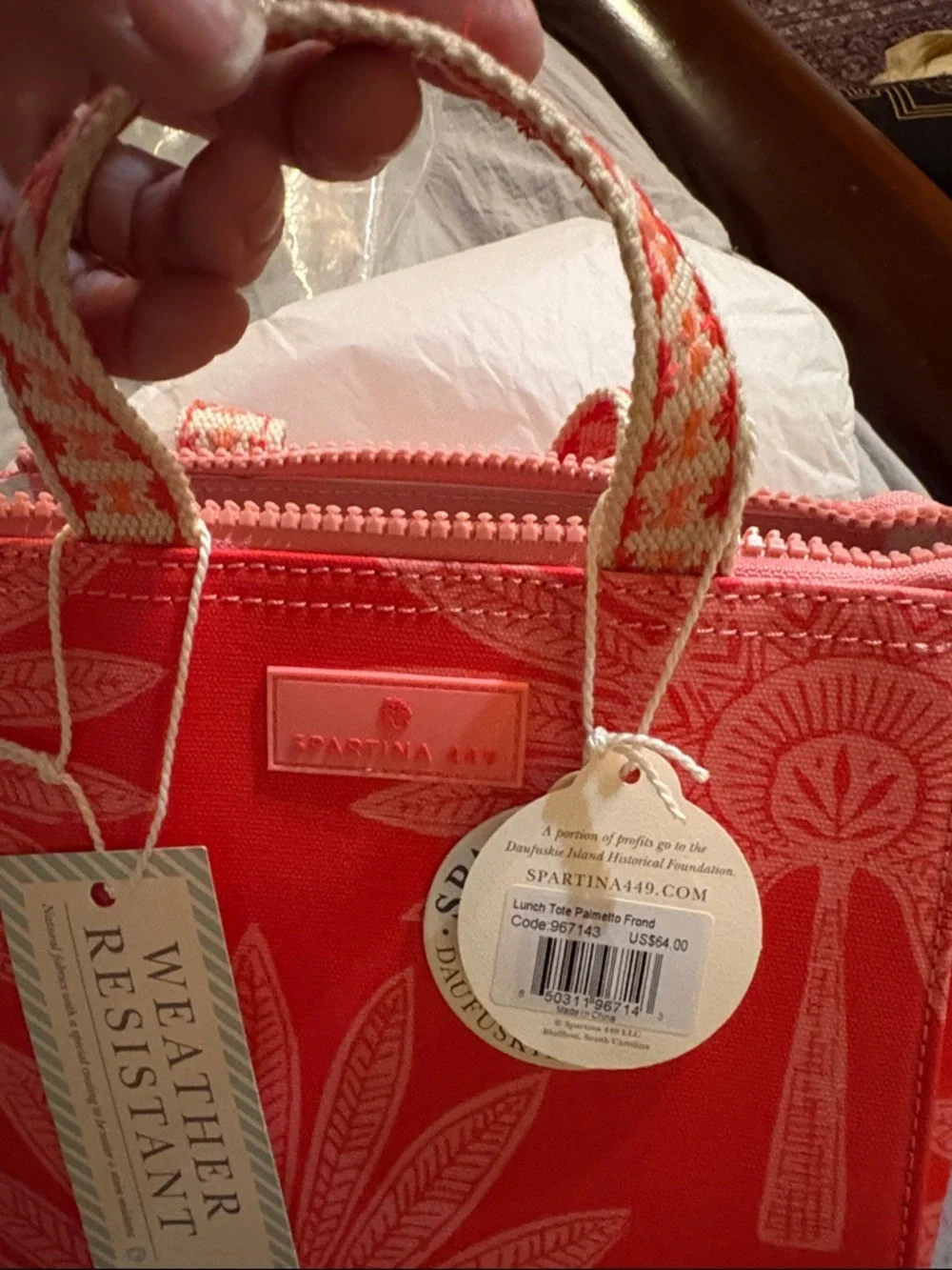 Spartina 449 lunch tote Palmetto Frond NWT - Picture 3 of 12